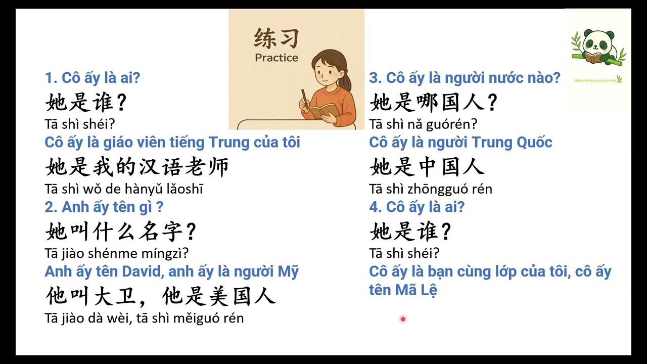 HSK 1 bài 4 phần 2 luyện tập