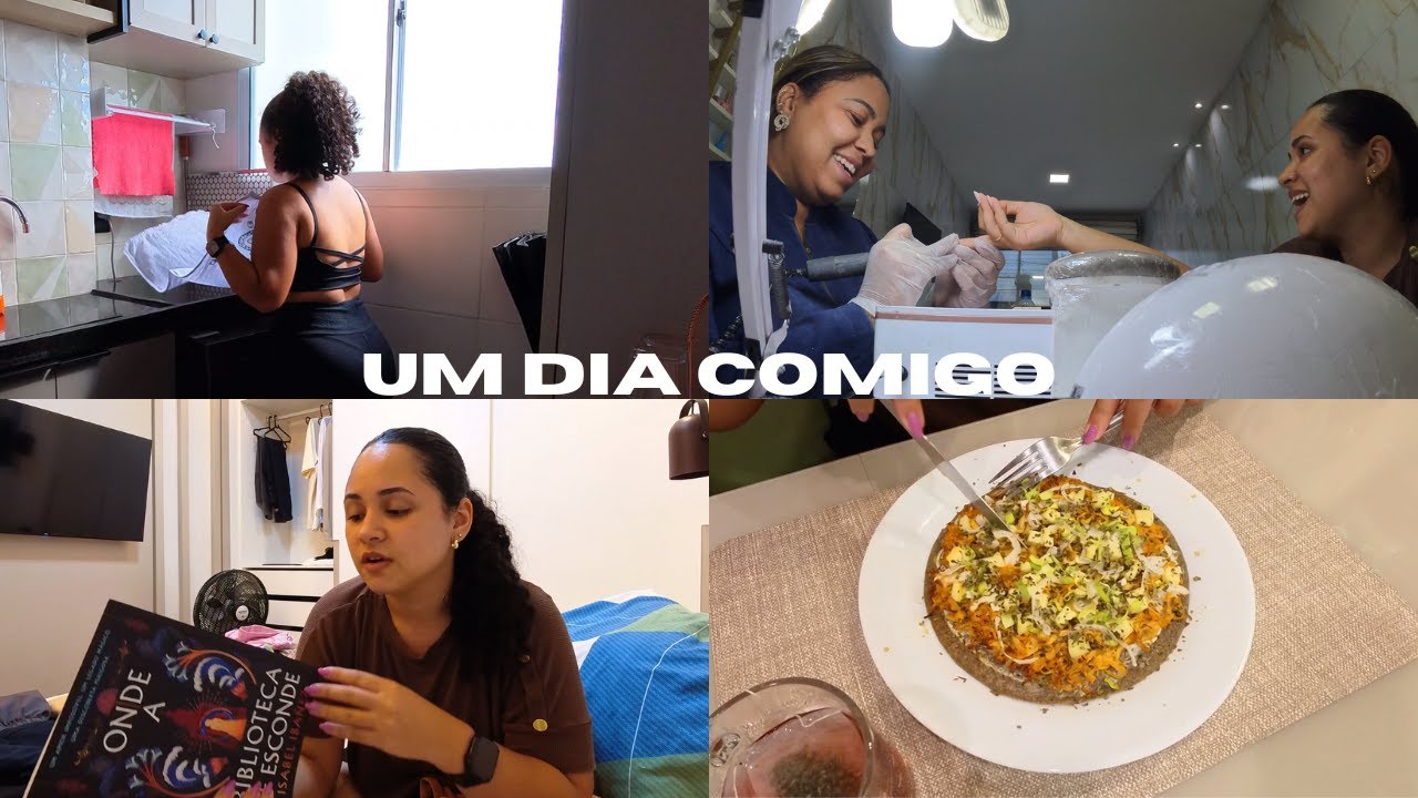 Rotina de casa, manutenção da unha, receita de pizza low carb e  atualização de leitura