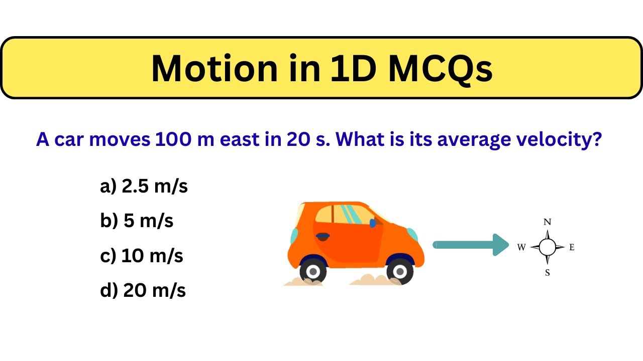 20 Motion in One Dimension Questions | Physics MCQs