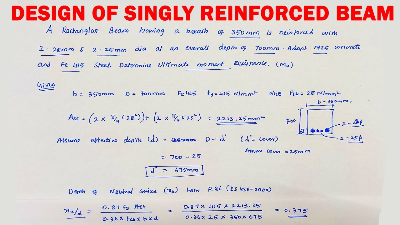 design of singly reinforced beam | beam design | moment calculation | design of beam | #beamdesign