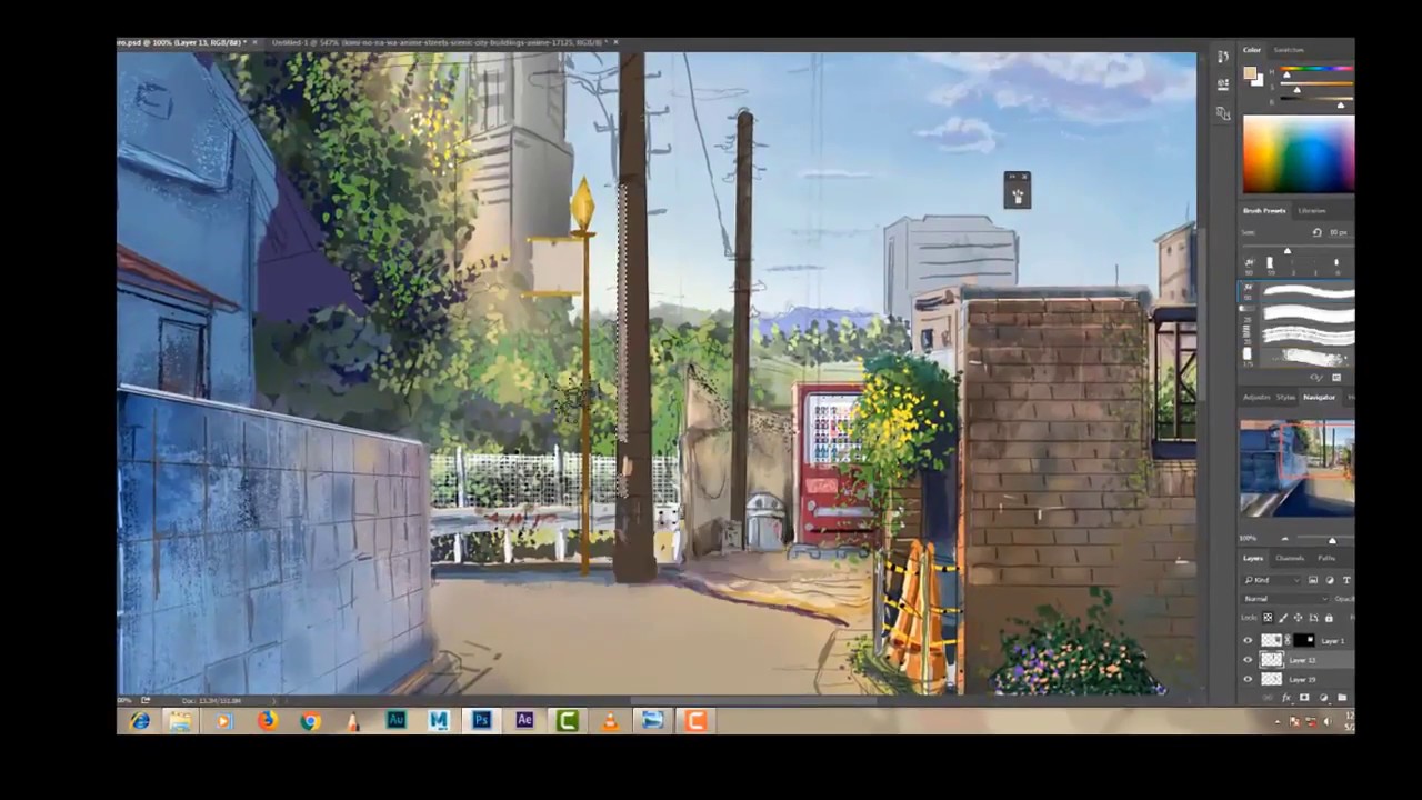 Anime background speed painting