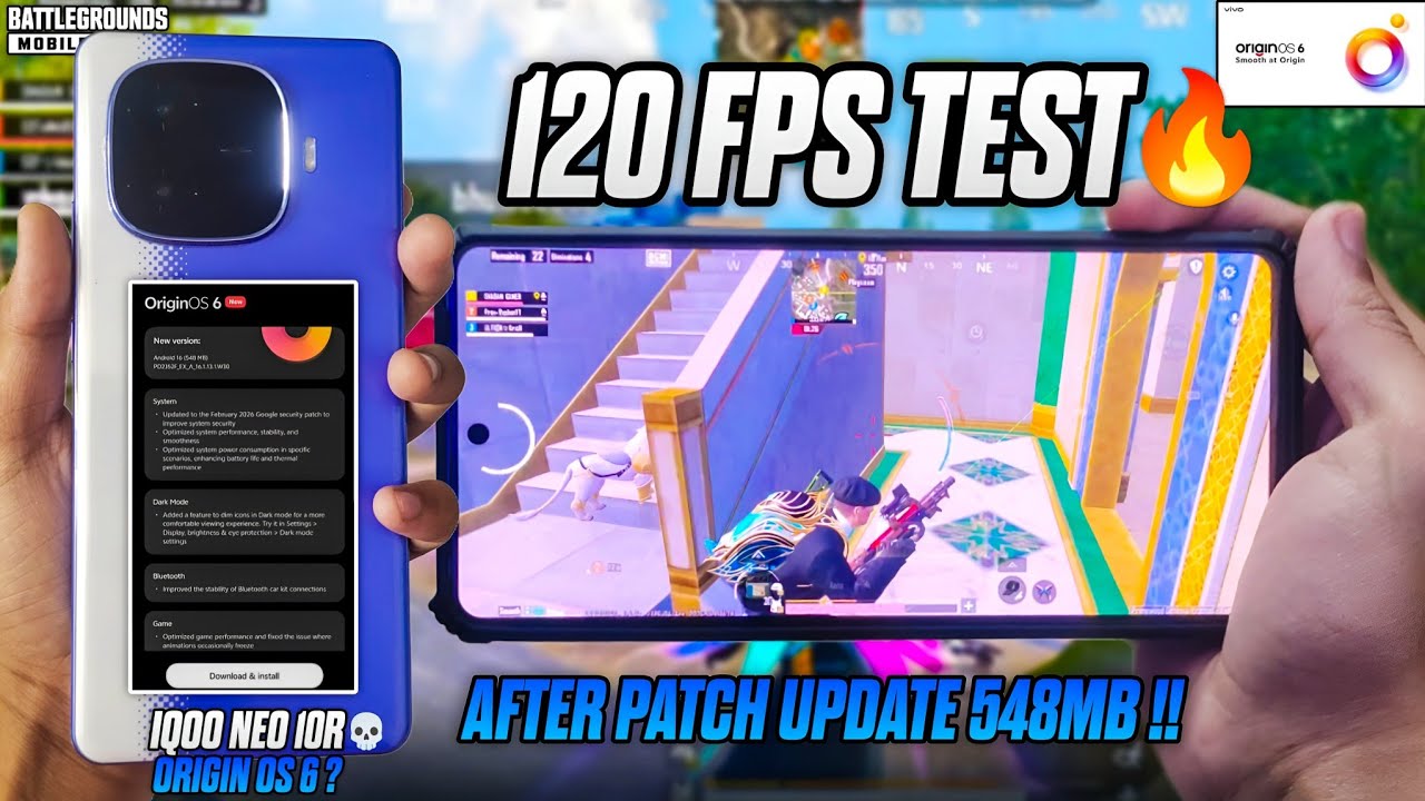 IQOO NEO 10R 120FPS TEST🔥 AFTER PATCH UPDATE 548MB 💀| LAG? HEATING?🤔