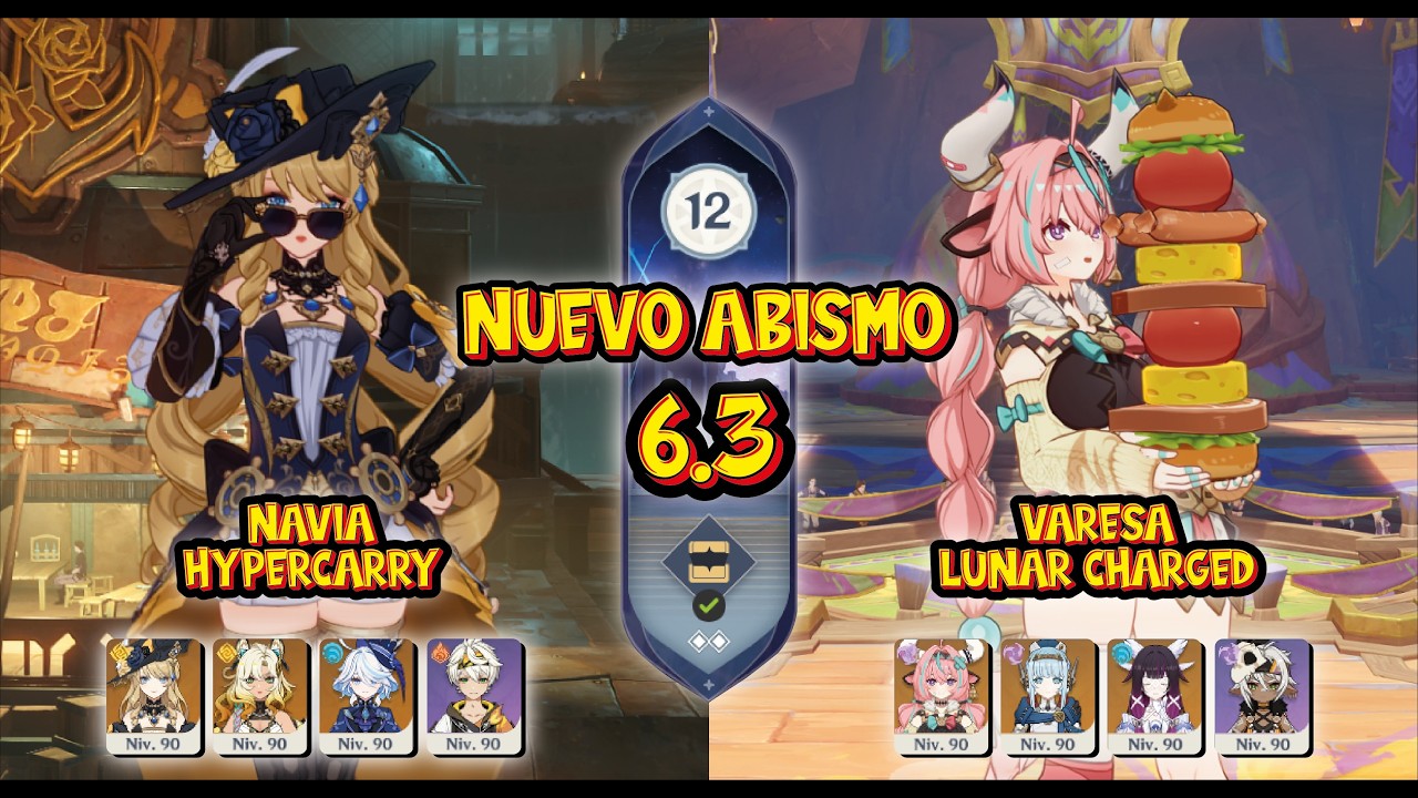 C0 Navia Hypercarry &  C0 Varesa Lunar Charged / Abismo 6.3 Piso 12 / Genshin Impact