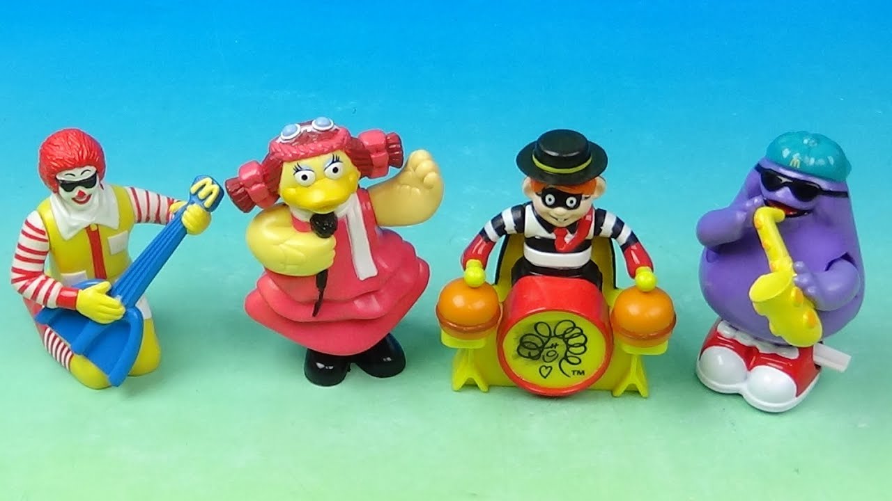 1993 Ronald McDonald Rock Band set of 4 McDonalds Happy Meal Vintage Collectibles Video Review