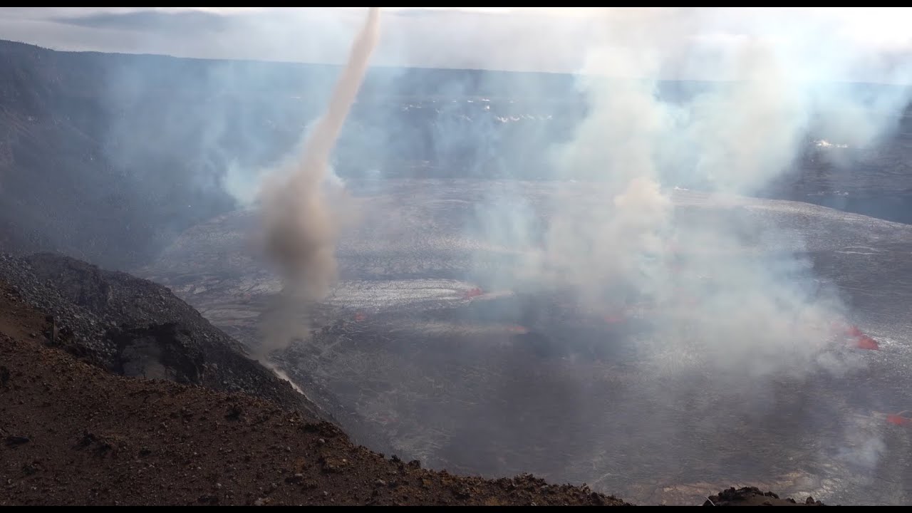 Video of vortex in Halema‘uma‘u crater, Kīlauea summit eruption - June 7, 2023