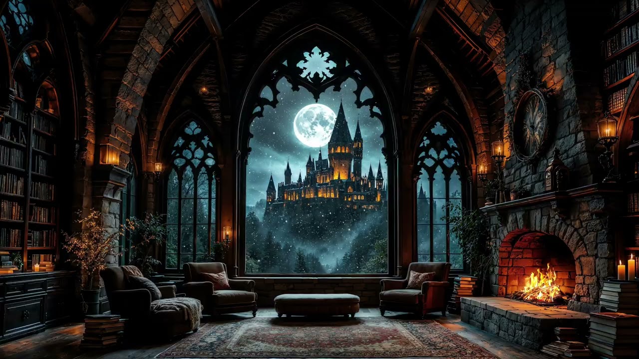 Cozy Castle Ambience 🔥 Fireplace sound for Reading, Relaxing & Deep Focus
