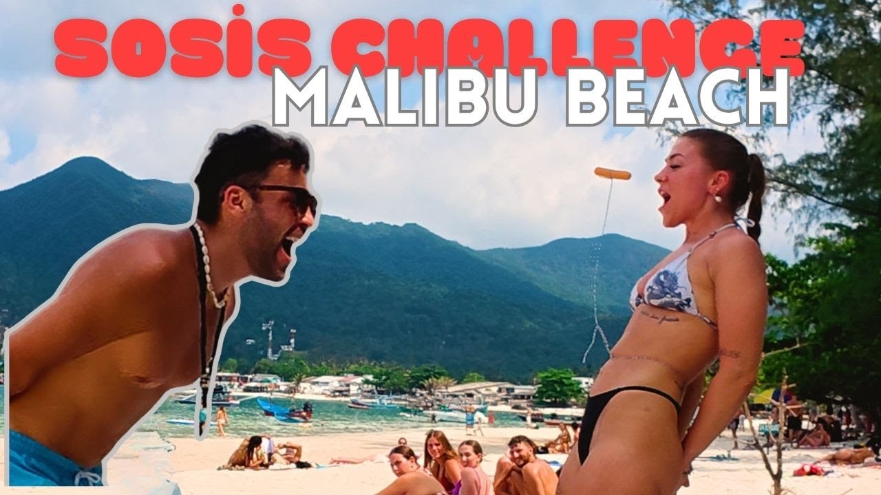 Plajda SOSİS Challenge! 😂 Eller Serbest, Ağızlar Aktif | Tayland Malibu Beach Vlog #kophangan