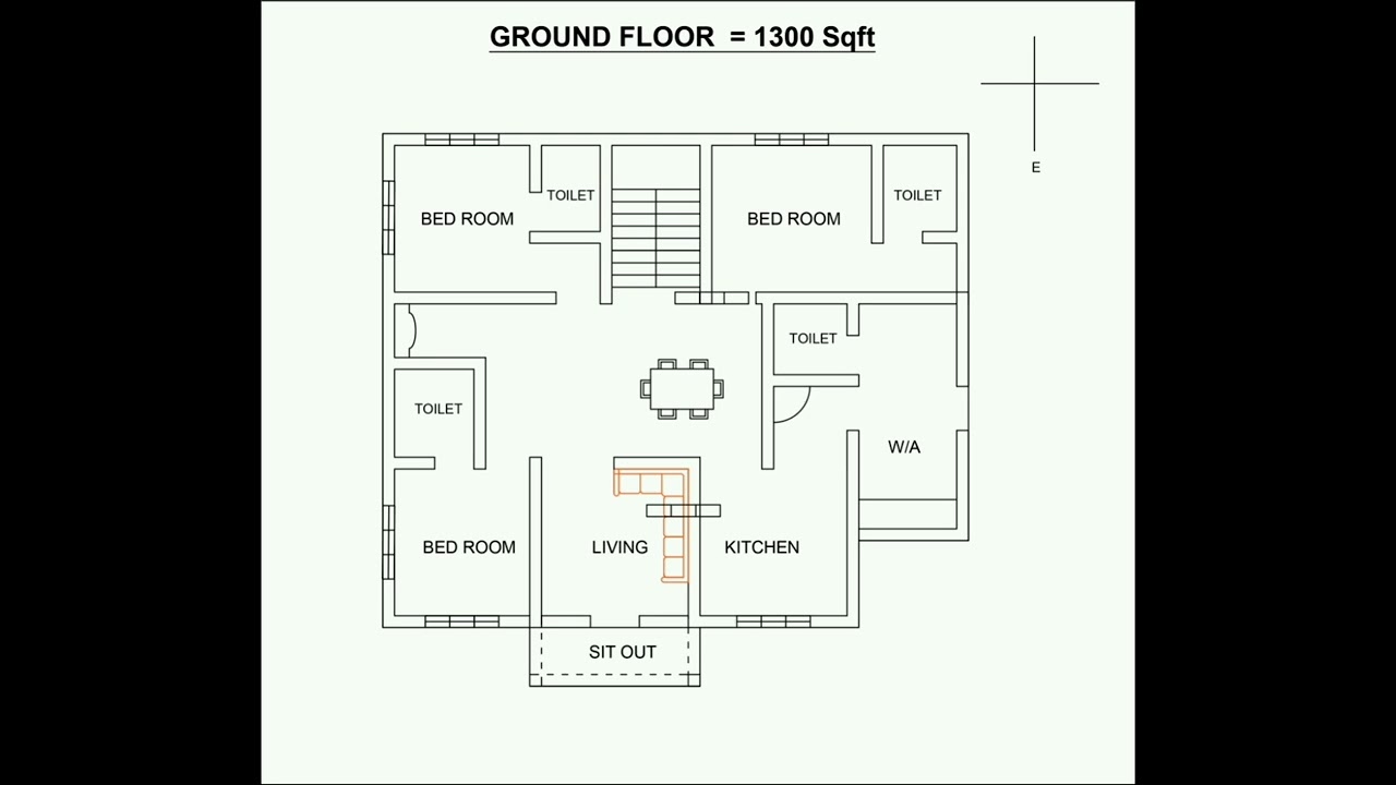 1300 sqft house plan