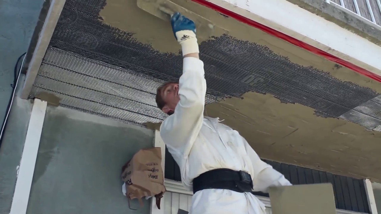 Stucco an exterior ceiling