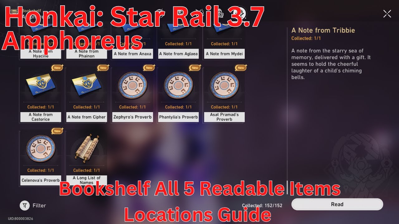Amphoreus Bookshelf All 5 Readable Items Locations Guide【Honkai: Star Rail 3.7】