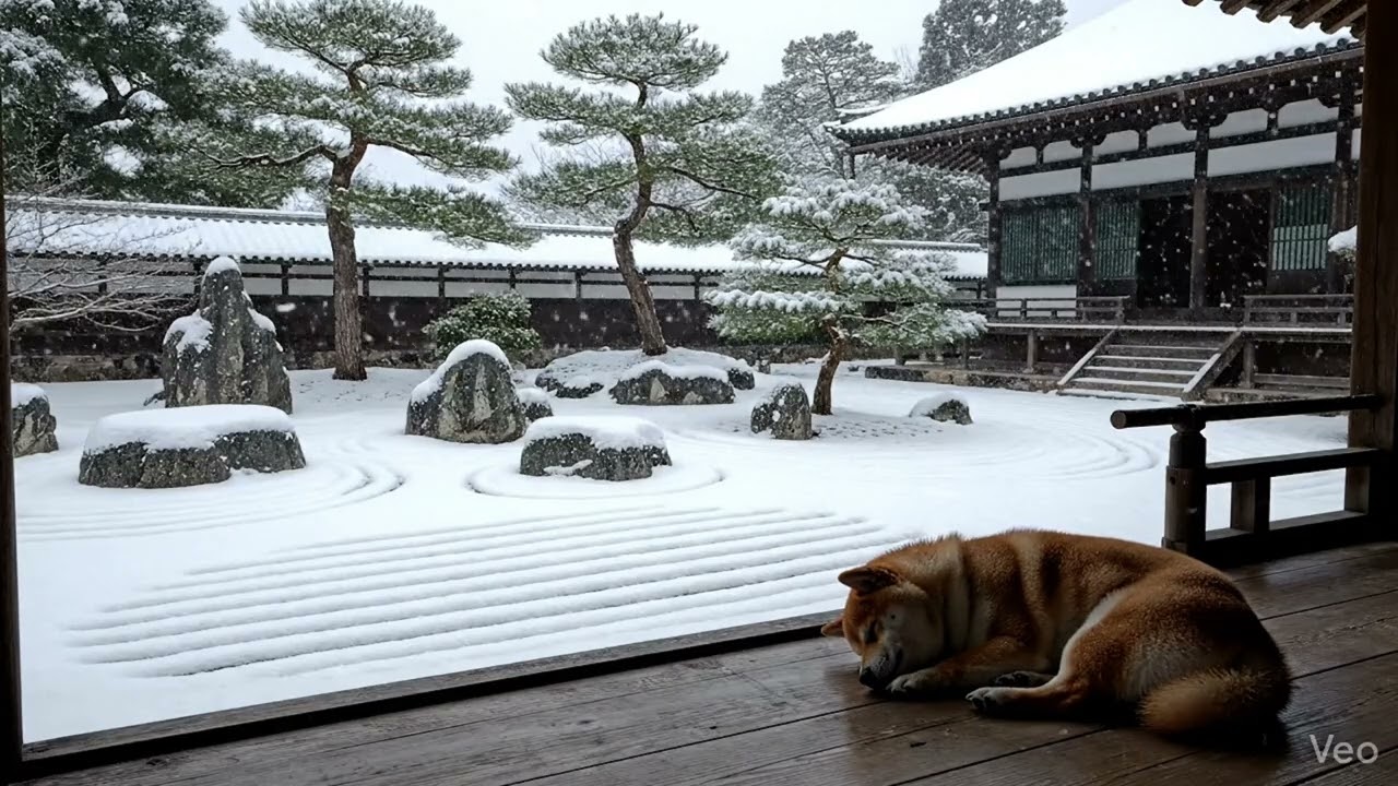 【ASMR】6 Hours of Japanese Winter Silence | Snowfall in a Zen Garden