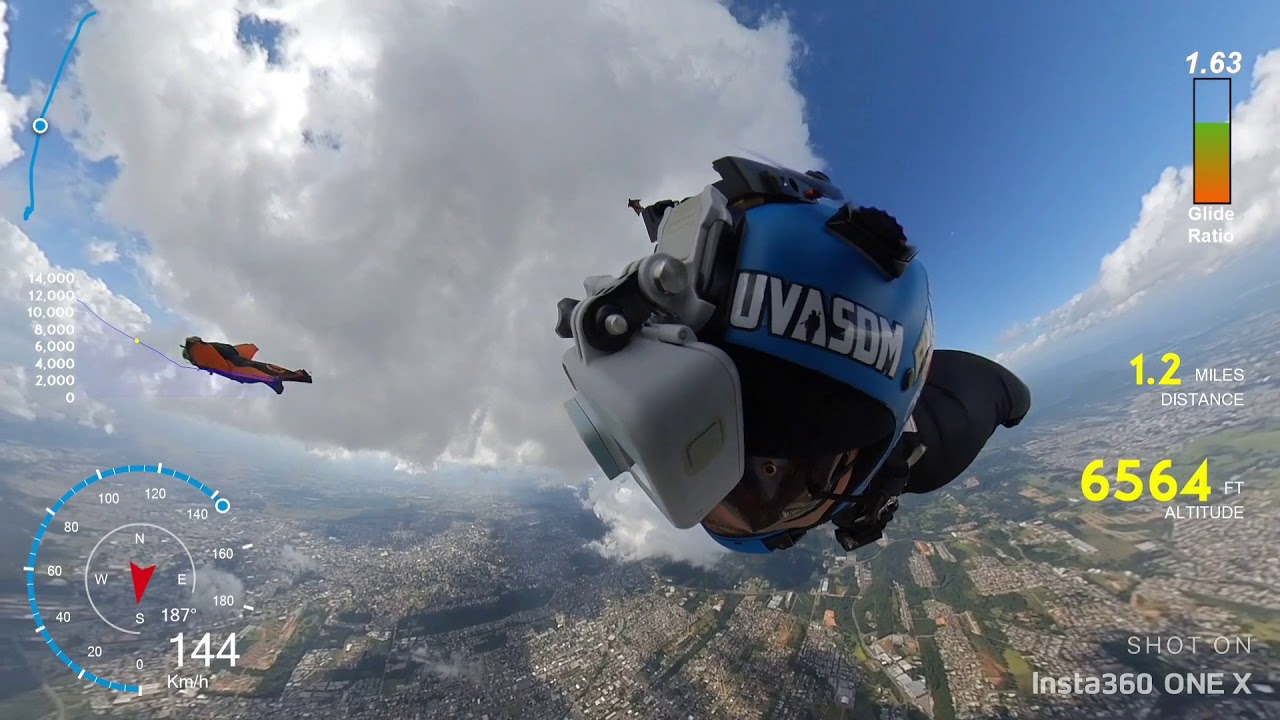 Flight of Phantom Wingsuit with Flysight and Insta360