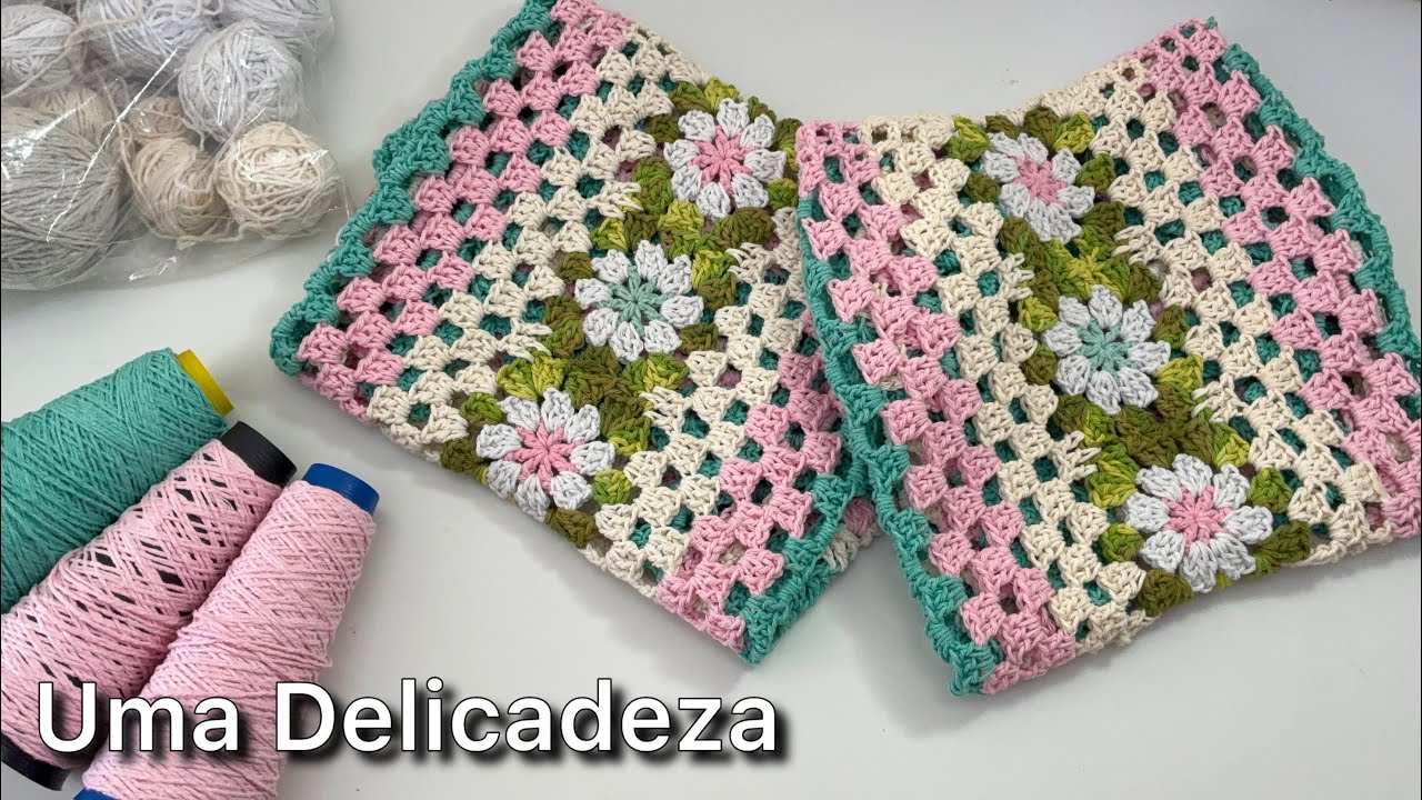 Esse par de tapetes cores candy color ficou simplesmente perfeito #crochet #croche #vlog 