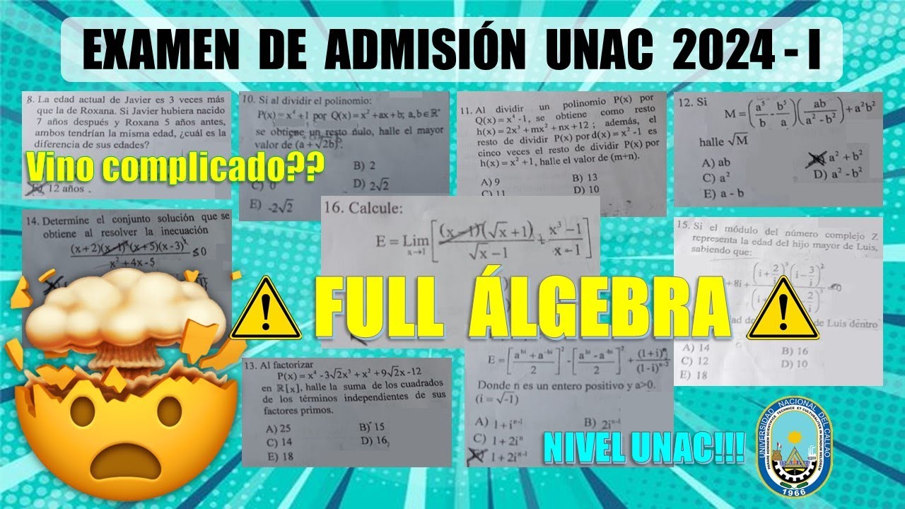 SOLUCIONARIO DE ÁLGEBRA 💥|  UNAC 2024-I 🔥