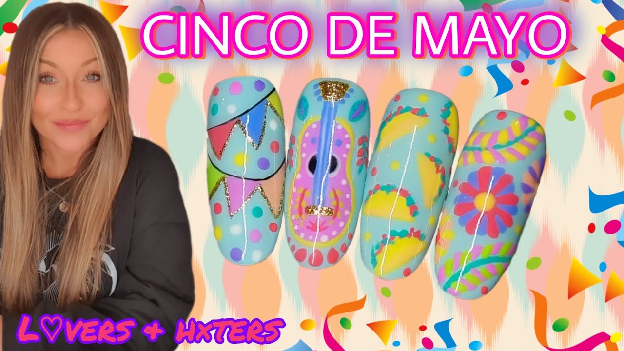 🎉 Cinco De Mayo nail art design | Cute party nails | Madam Glam | Flower Guitar Taco | Mexico