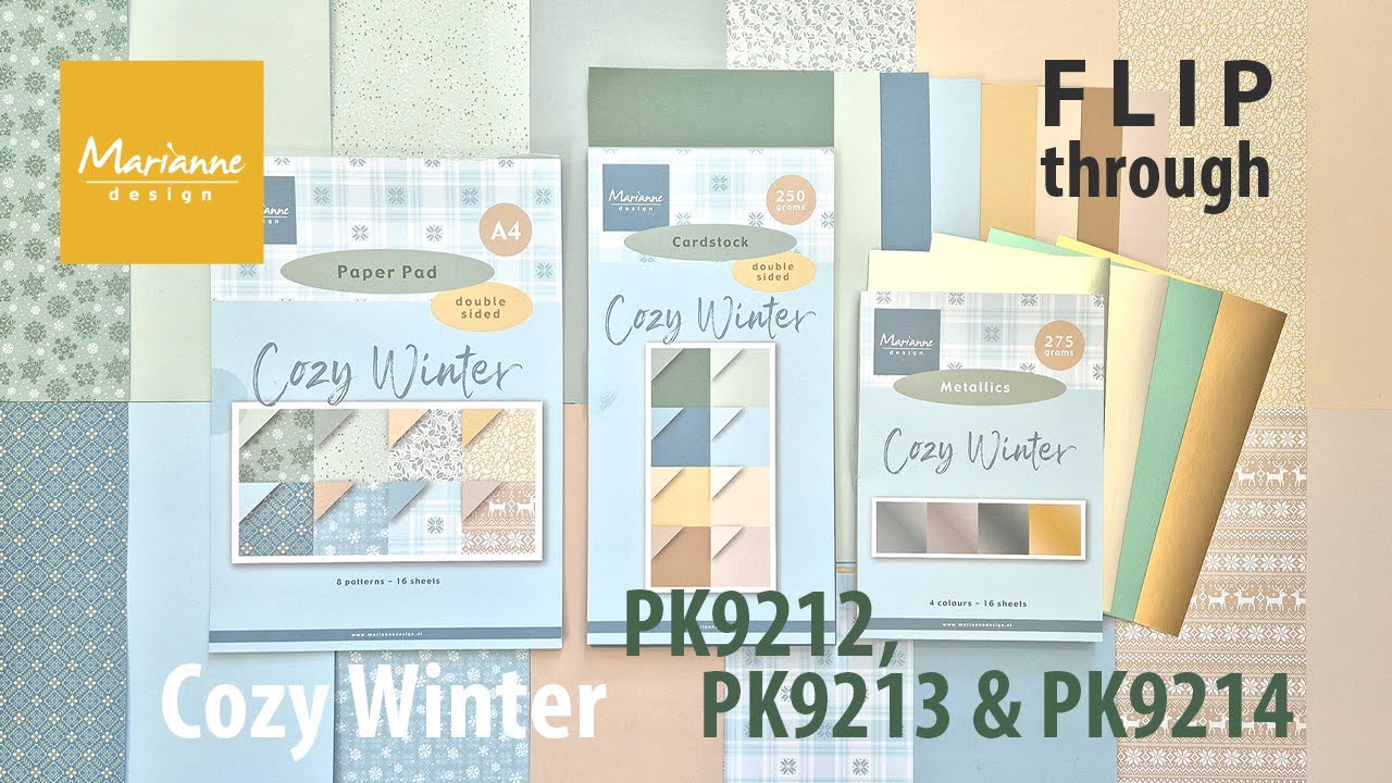 Paper pad | Cozy Winter A4 PK9212, Cardstock PK9213 & Metallic papers PK9214 | Marianne Design
