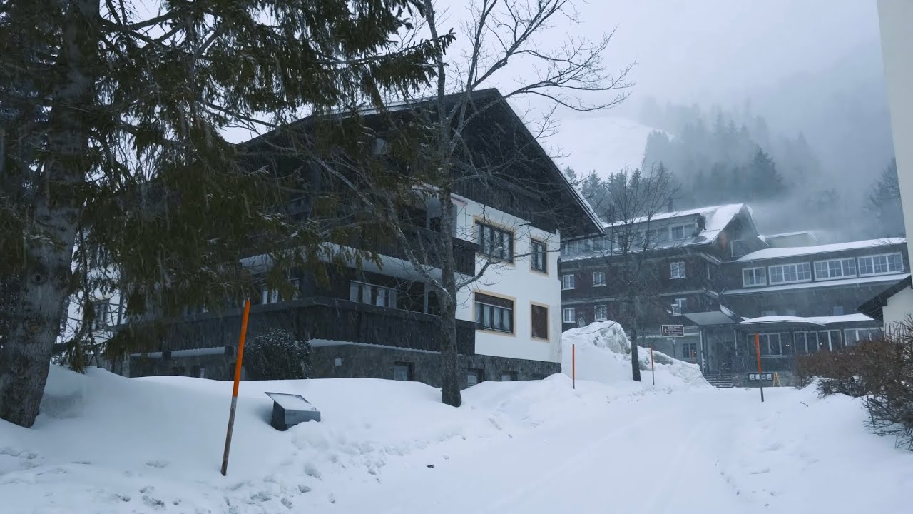 Spaziergang durch Balderschwang, Schneesturm, höchster und schneereichster Ort in Deutschland 4K