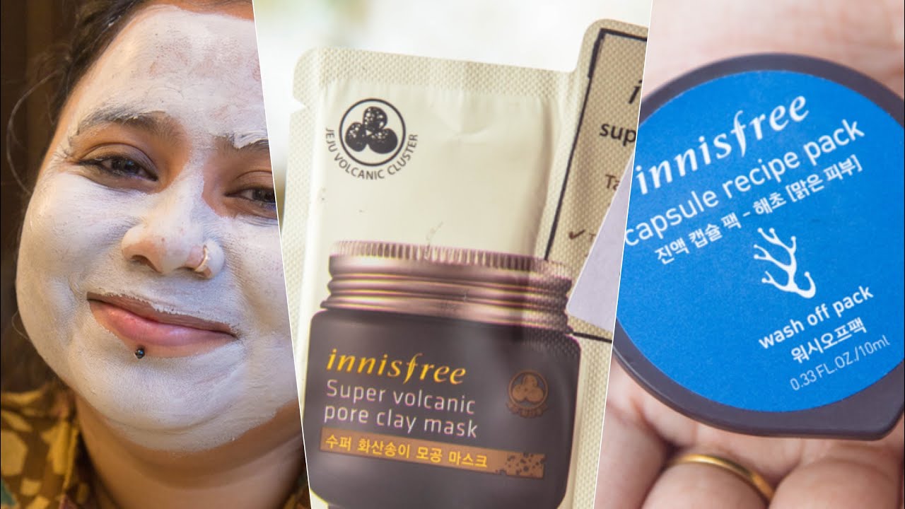 Innisfree Volcanic Clay mask vs Innisfree Sea weed Capsule mask | Skin care review | Self Care