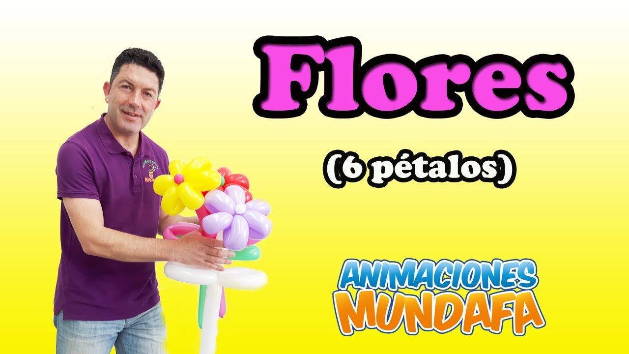 Cómo hacer una flor de 6 pétalos con globos. Animaciones Mundafa