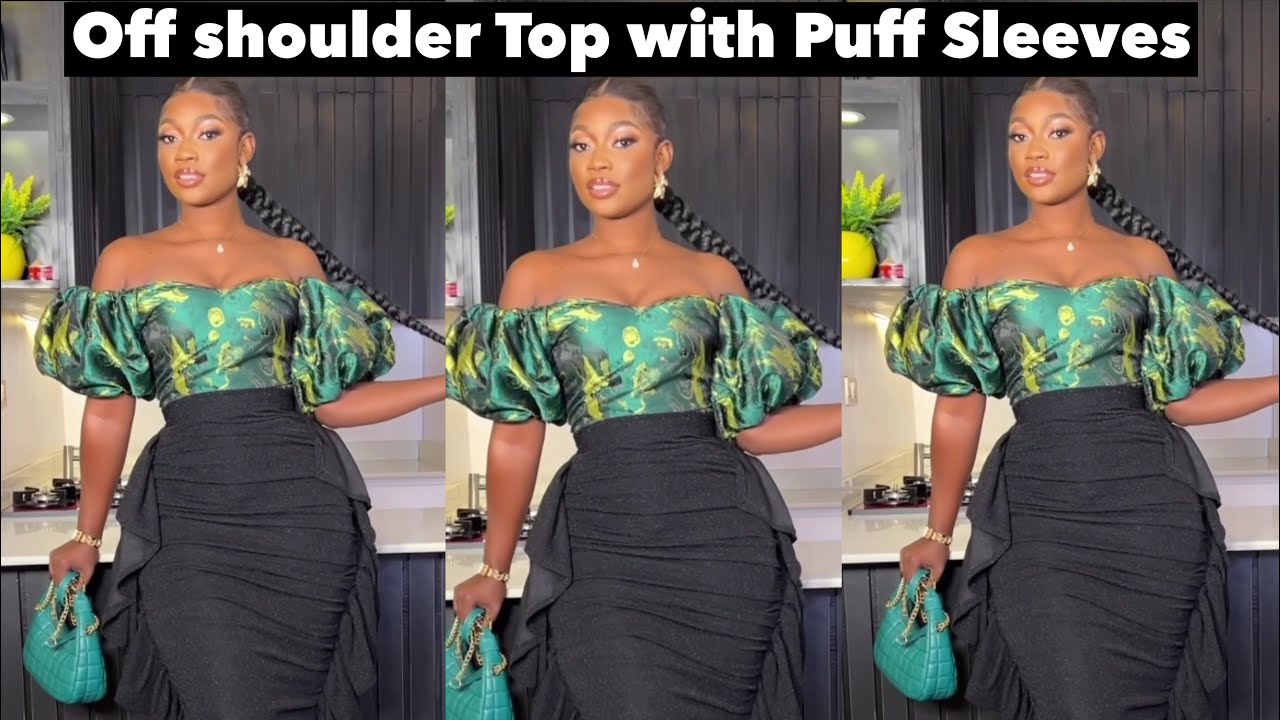 How to Cut and  Sew This Beautiful off Shoulder Top With a Puff Sleeves