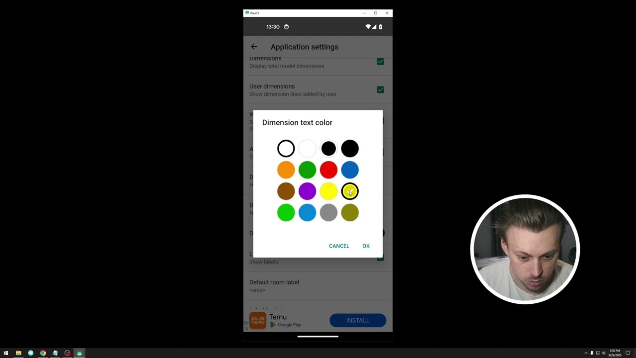 How to change dimensions color in Floor Plan Creator App