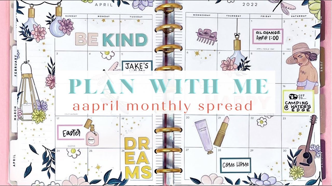 PLAN WITH ME | APRIL MONTHLY SPREAD | THE HAPPY PLANNER