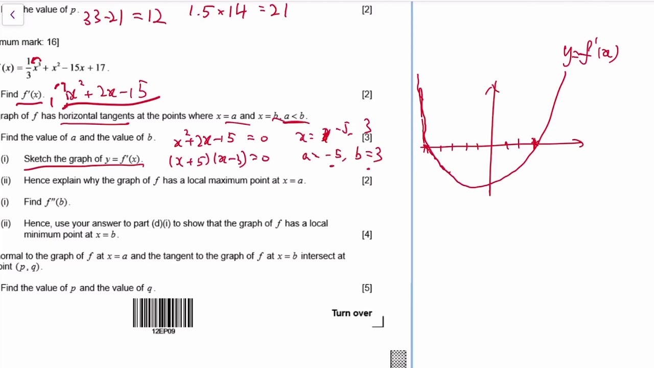 IB Maths AA SL Specimen paper 1 full solution (Section B)