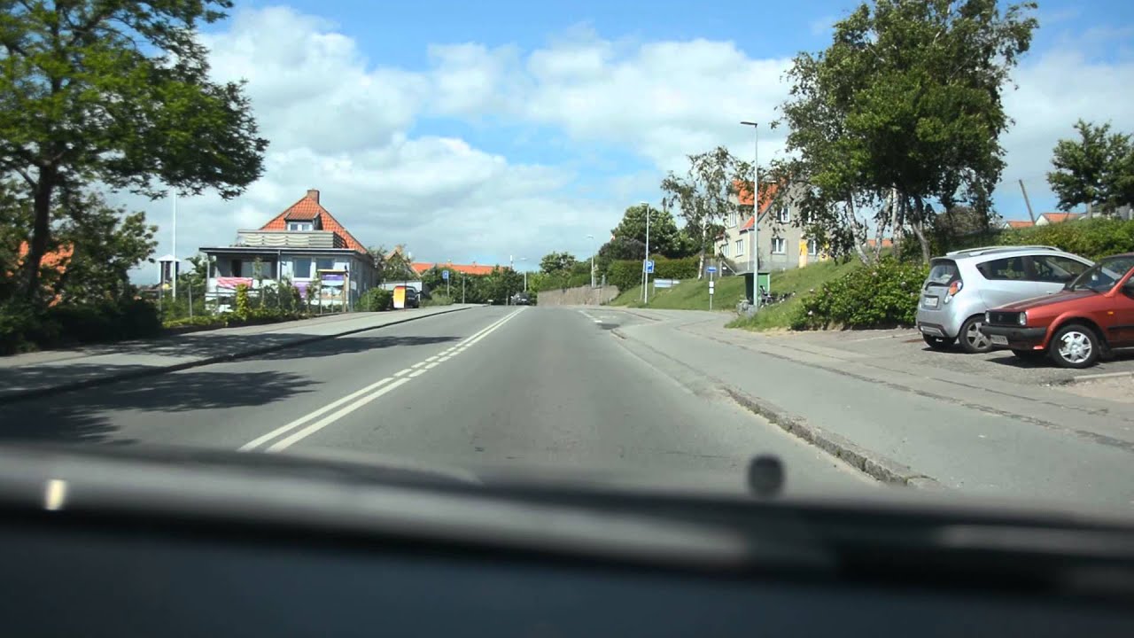 Køretur fra syd for Ebeltoft gennem byen til Strandhøjen 8, Egsmark Strand, Ebeltoft