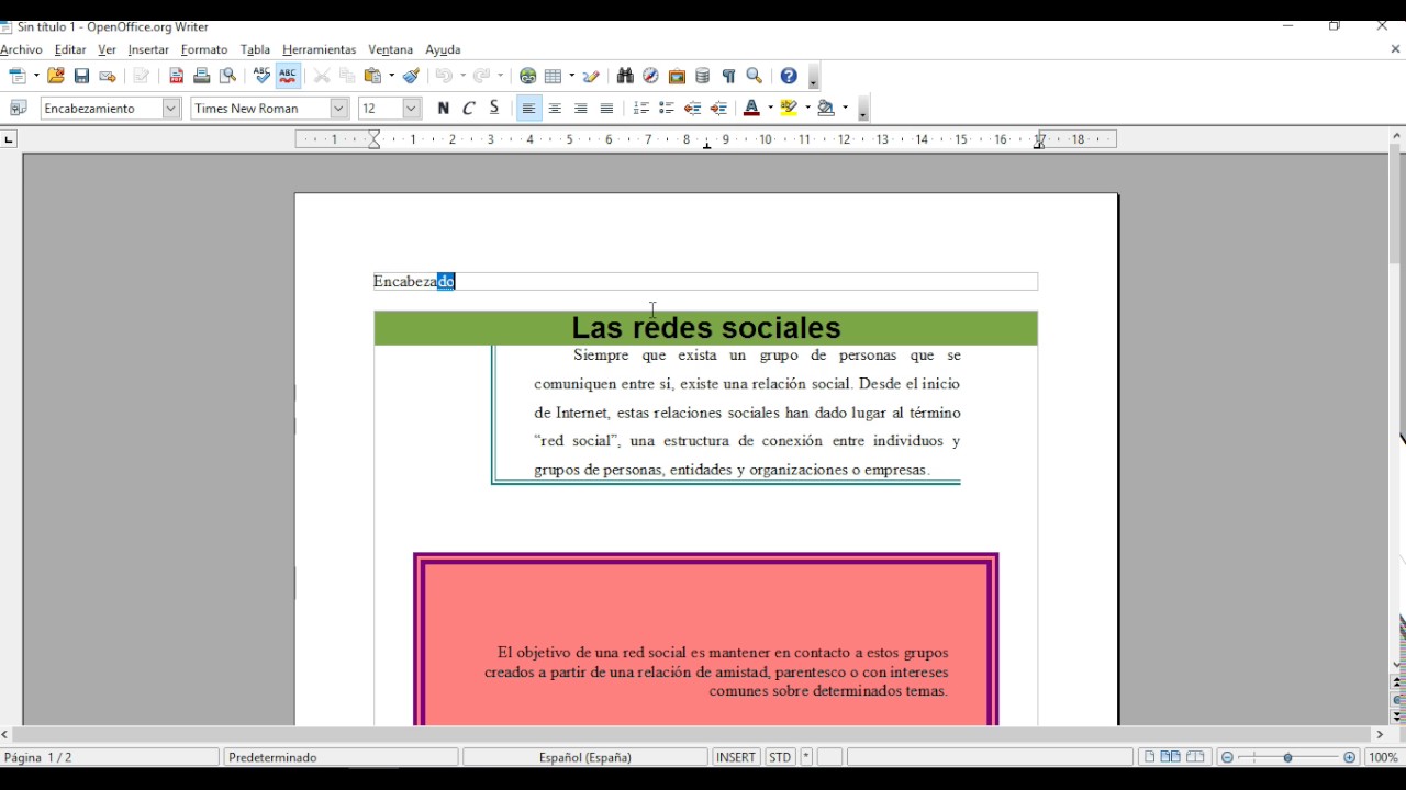 Writer 9 - Encabezados y pies de página