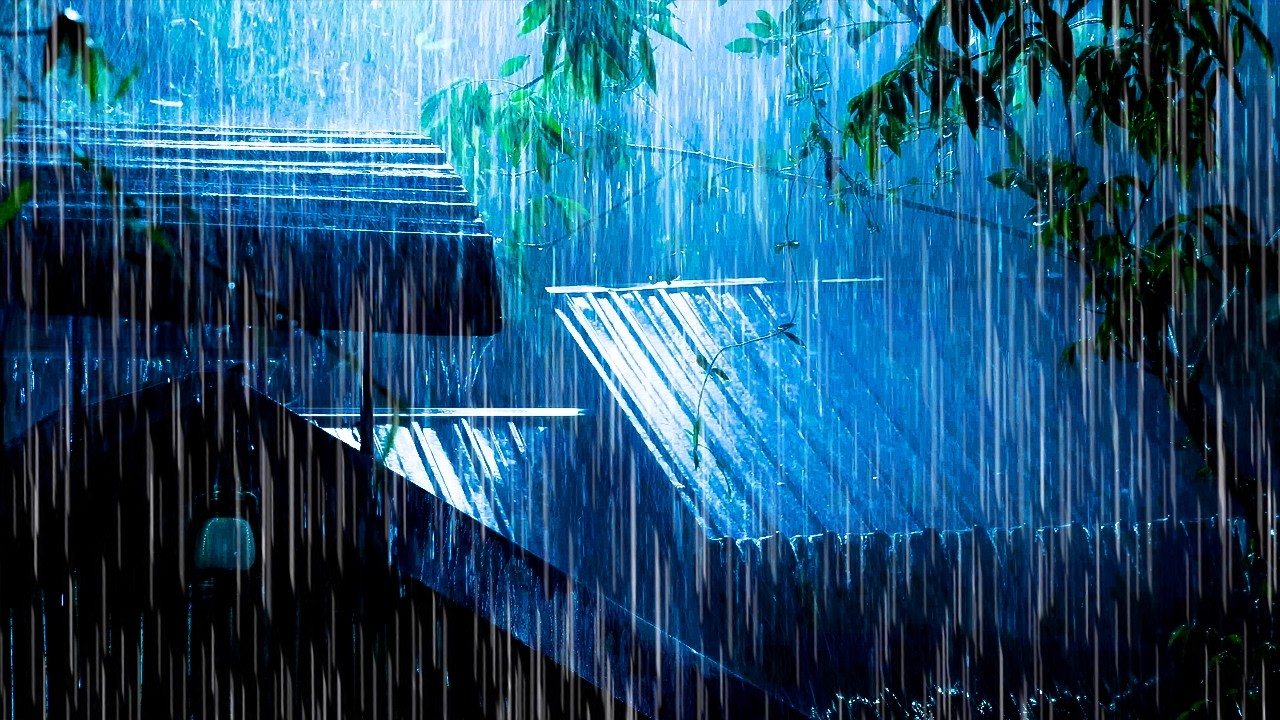 Torrential Rain on Tin Roof at Night – Deep Sleep Thunderstorm Sounds