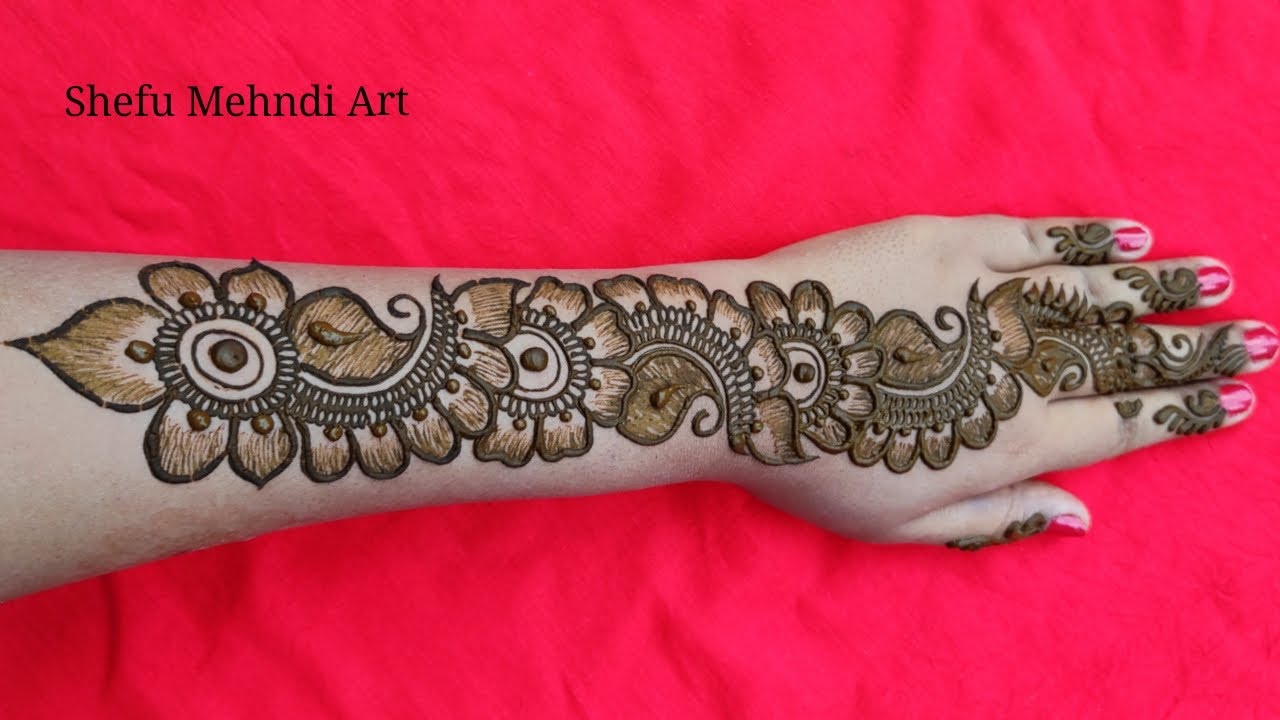 Simple shaded arabic bridal mehndi design for full hands