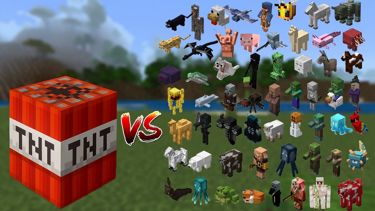  كل مخلوقات ماينكرافت ضد TNT 