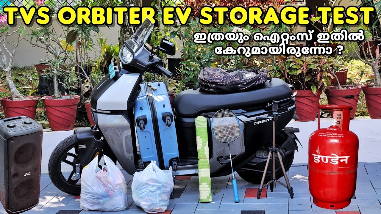 Tvs orbiter ev electric scooter storage test detailed malayalam review how much can fits real life 