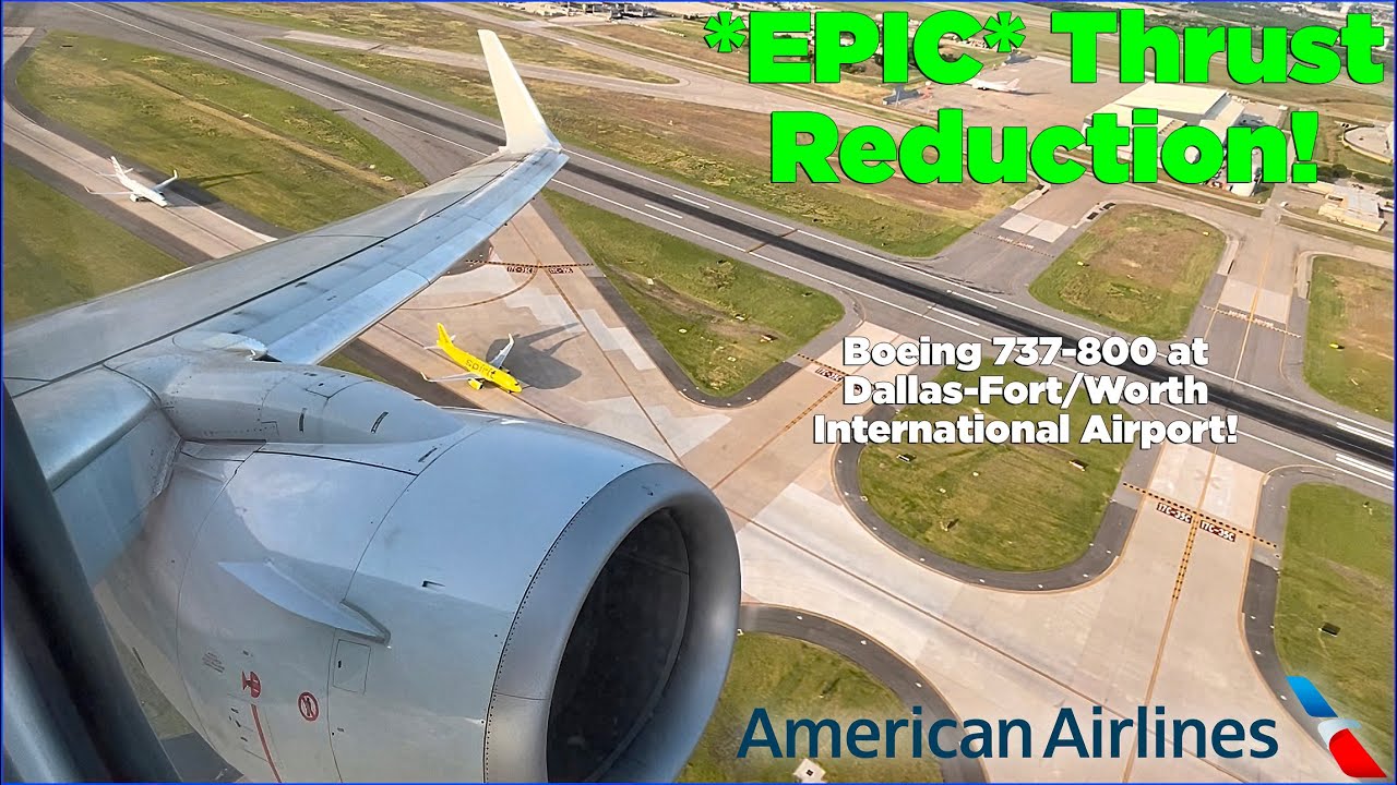 *EPIC THRUST REDUCTION* American Boeing 737-800 takeoff at Dallas-Fort/Worth International Airport!