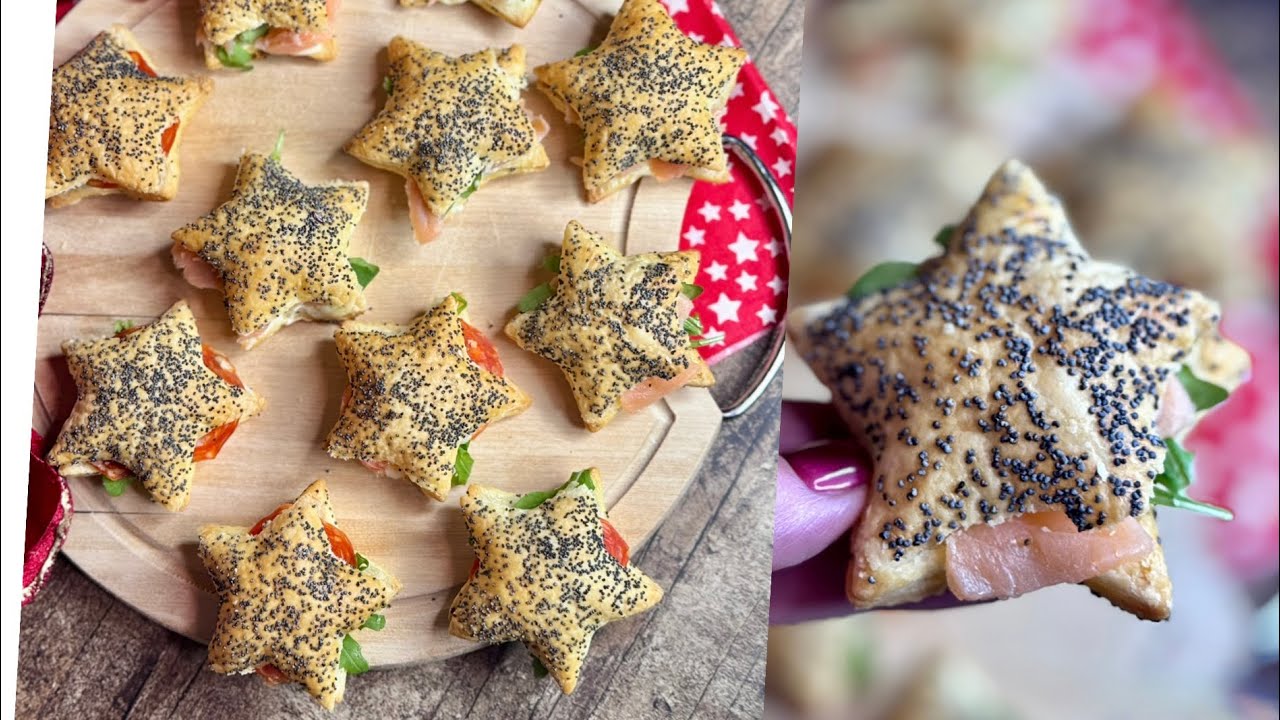 Stelle di pasta sfoglia pronte in 10 minuti 🎄🎅🏻Antipasto di Natale| Una vera delizia!!