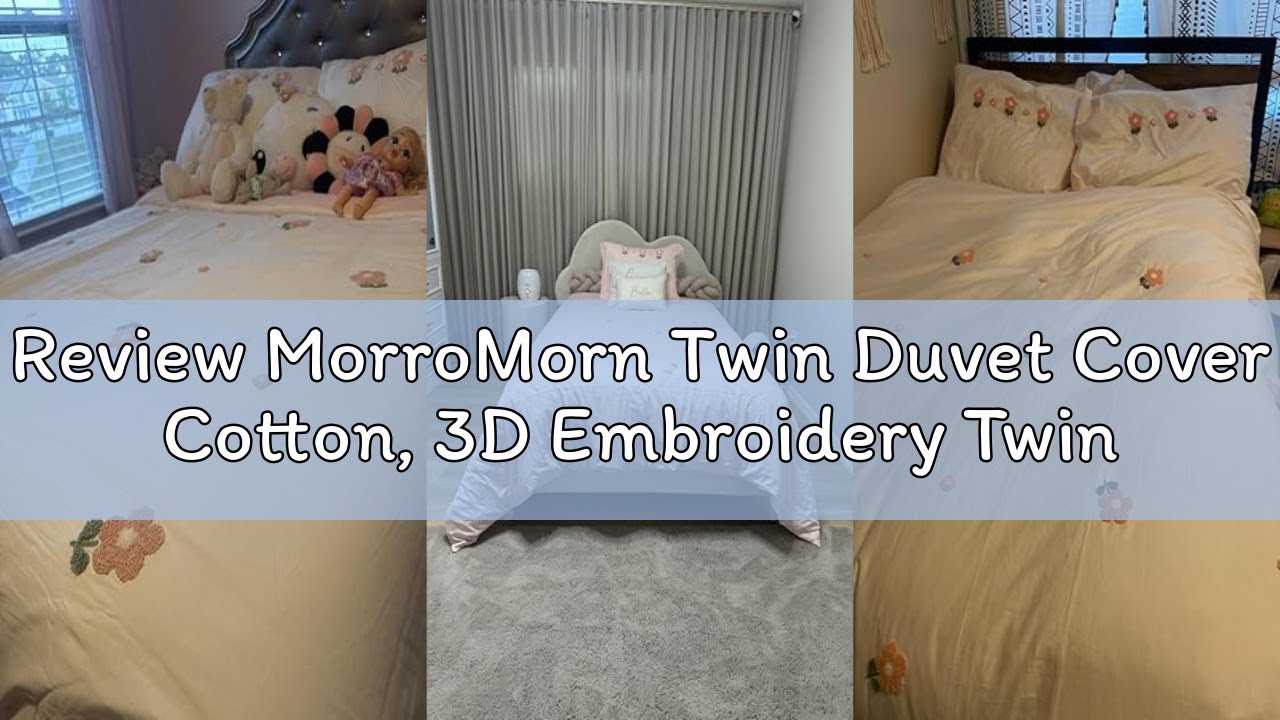 Review MorroMorn Twin Duvet Cover Cotton, 3D Embroidery Twin Bedding Sets, Cute Chenille Embroidered