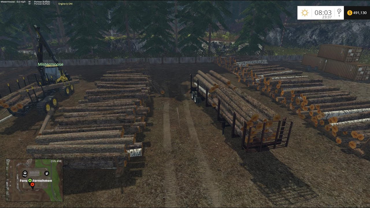 Farming Simulator 2015 Logging with Moose on RockWood
