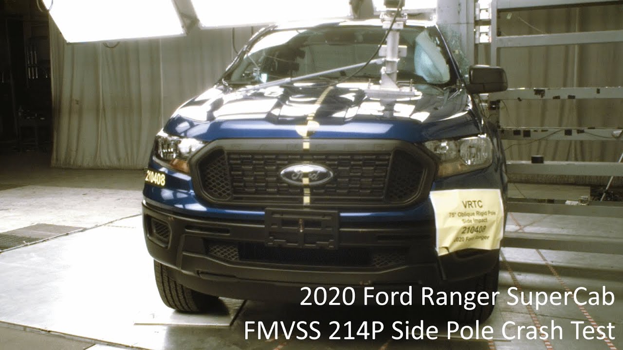 2019-2022 Ford Ranger SuperCab FMVSS 214P Side Pole Crash Test (WorldSID Dummy Assessment)