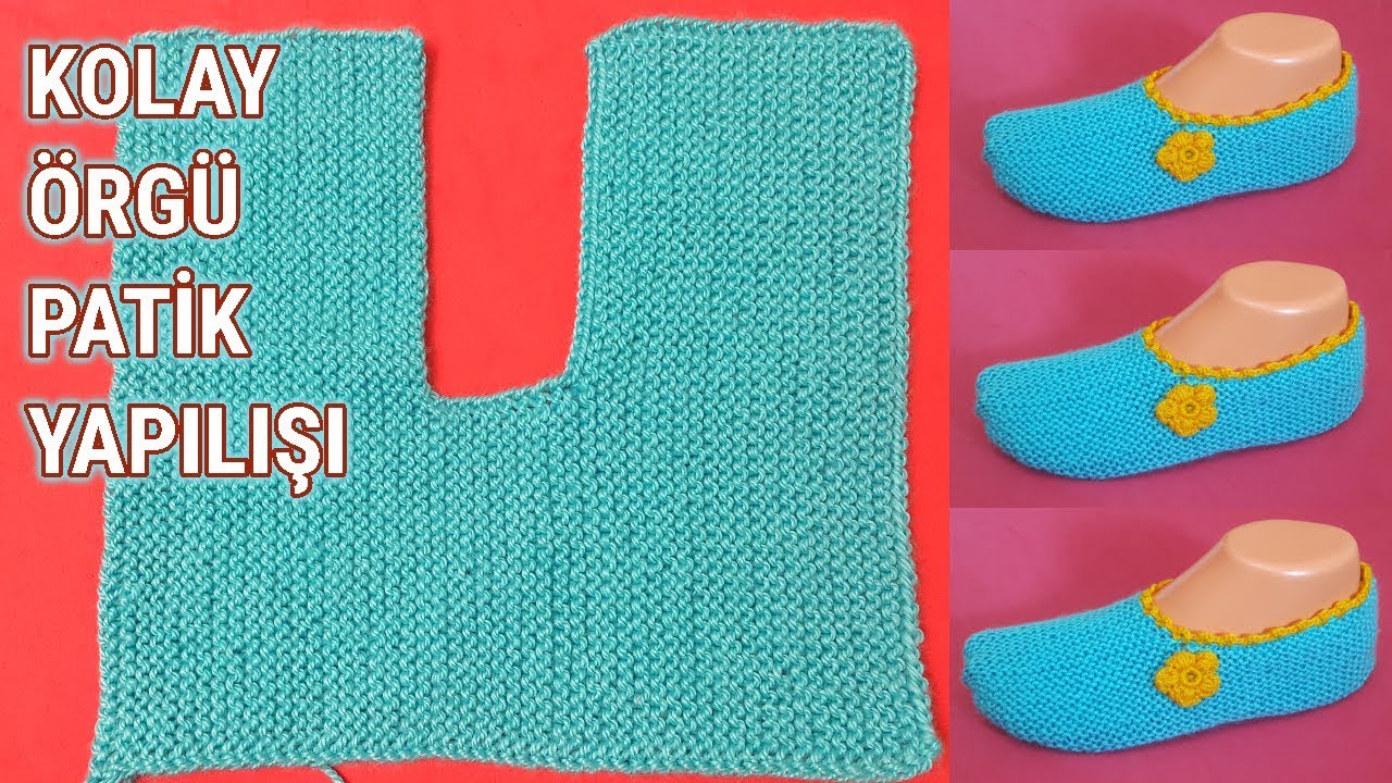 Haroşa Örgü U Modeli Kolay Patik Yapılışı│Örgü Oya Dantel El işi │İki Şiş İle Örgü DIY
