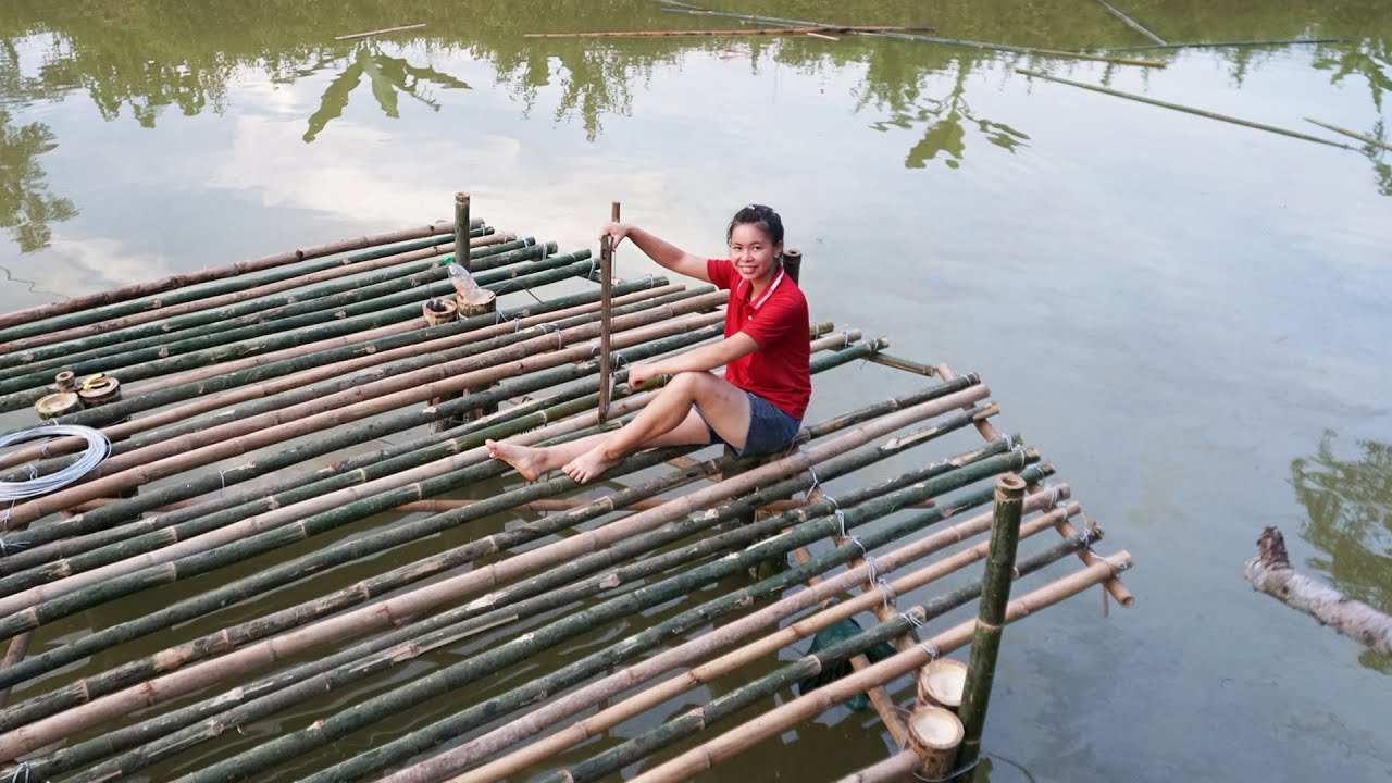 Start Building Construction Of Bamboo Cabin. Bamboo Floor. Hard work || Building My Farm