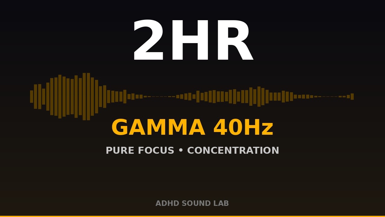 Gamma Waves | 40Hz | 2 Hours | Pure Focus & Concentration | ADHD Productivity