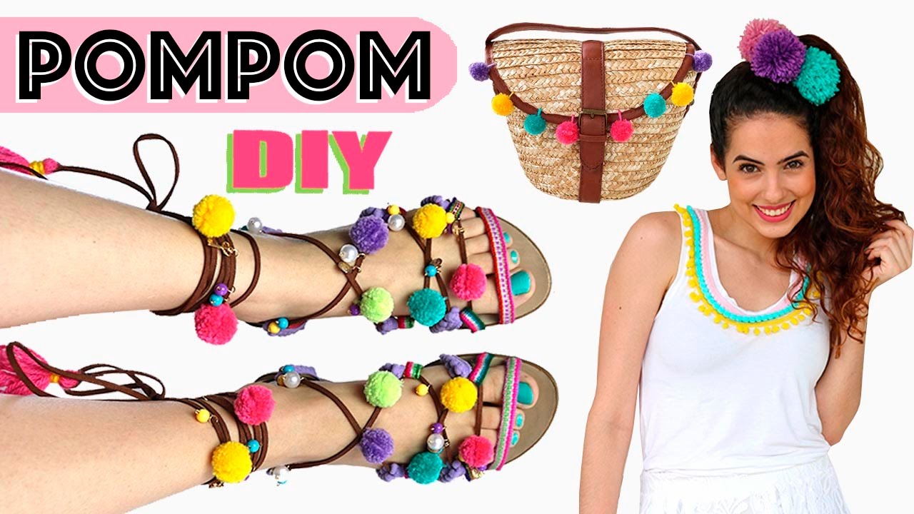 POMPOM MANIA! DIY SANDÁLIA, CAMISA e BOLSA | Paula Stephânia