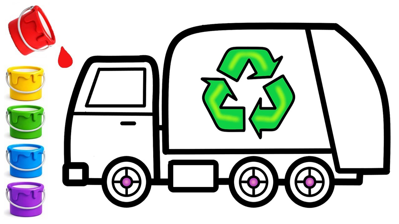 Нарисуйте и раскрасьте мусоровоз 🚛♻️ | Простой рисунок для детей