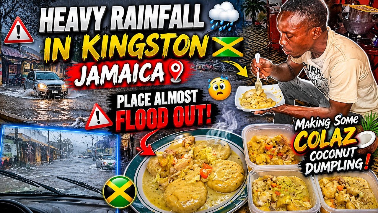 В Кингстоне, Ямайка, 🇯🇲, шел сильный дождь 🌧️ / приготовили знаменитые кокосовые клецки