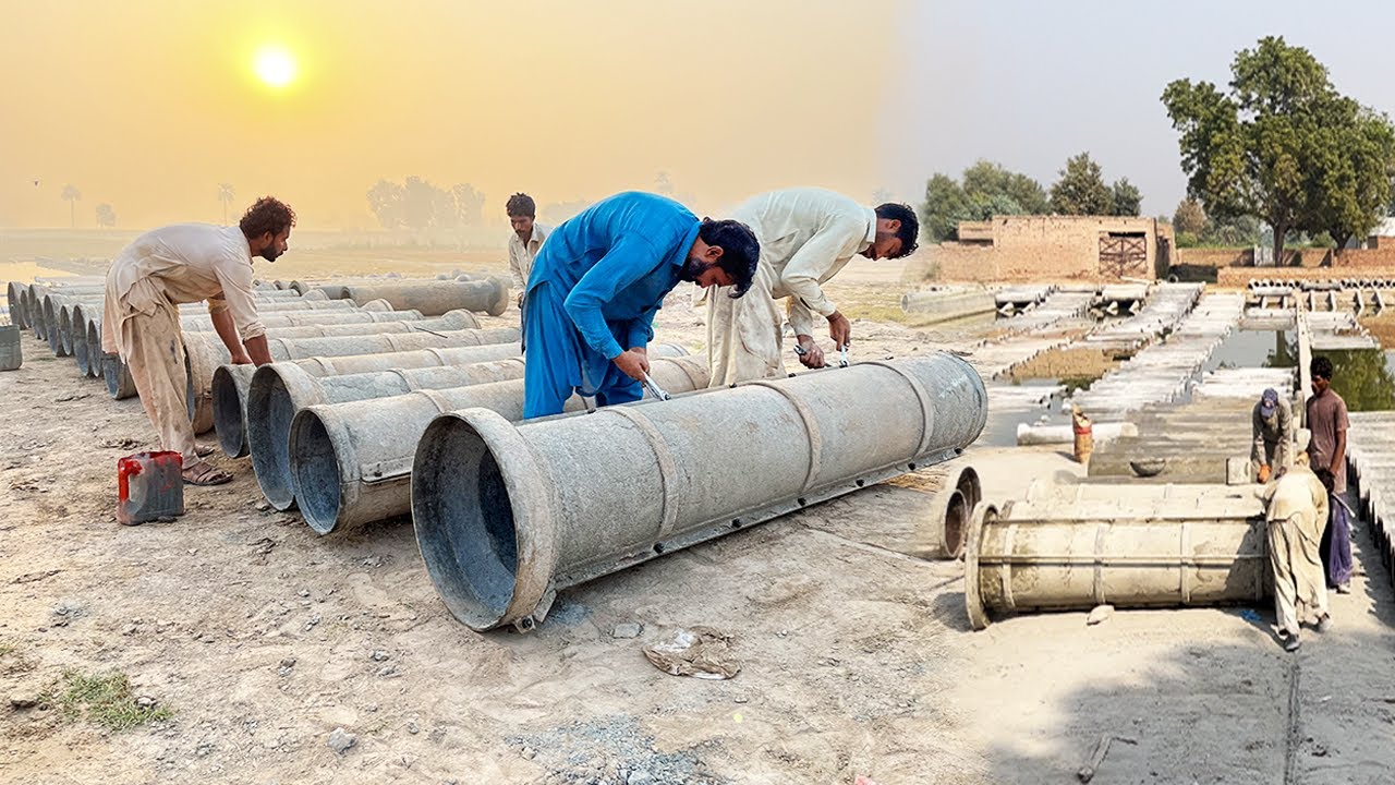 Complete Process Of Making Concrete Cement Water Pipe  || Manufacturing Process Of Drainage Pipes