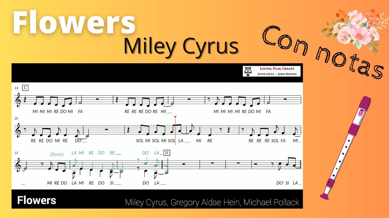 Flowers - Miley Cyrus (Arreglo aula con notas - With notes)