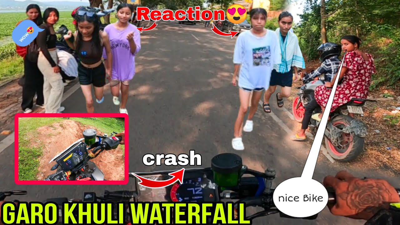 Garo khuli waterfall t goi palu cute girl reaction 😍Sunday ride || Bikers vlogs 09