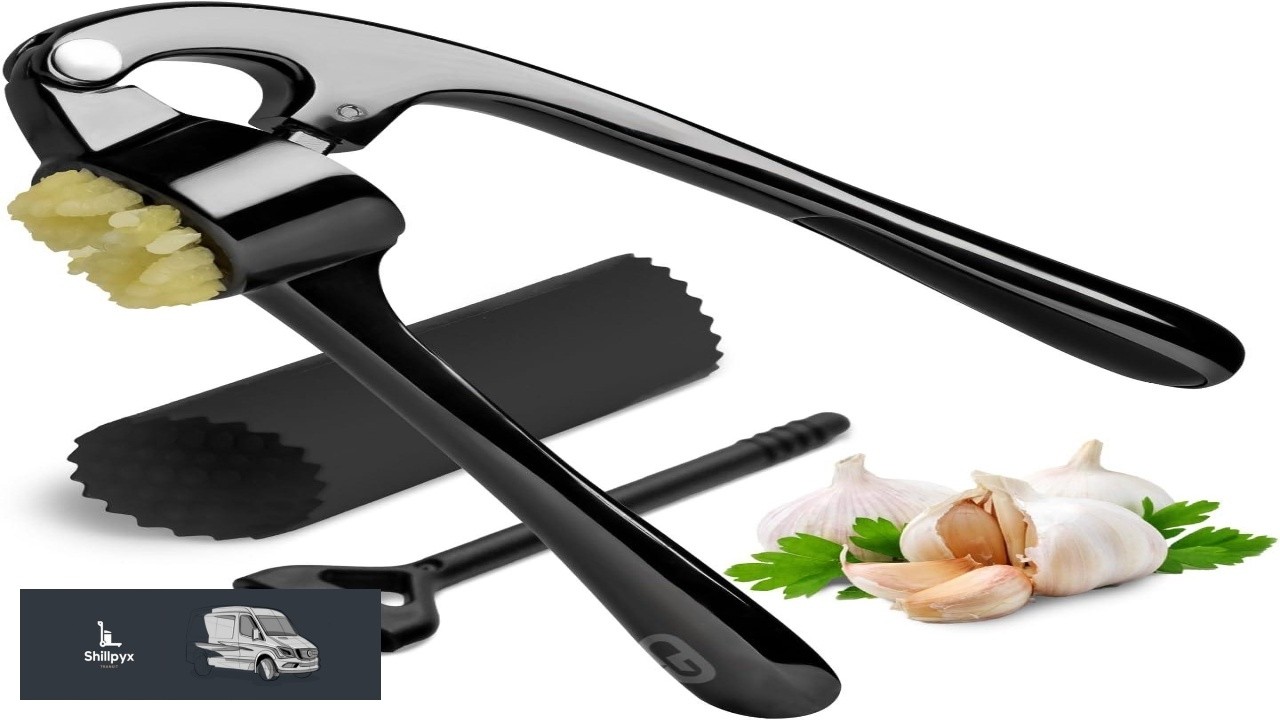 GD Black Garlic Press Crusher Mincer Tool Premium Garlic Press smasher