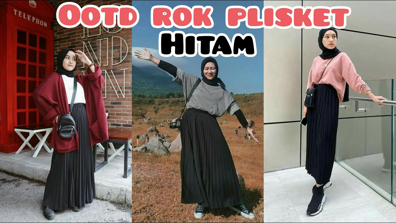 OOTD Rok Plisket Warna Hitam || Mix And Match Rok Plisket Untuk Kuliah Maupun Kerja