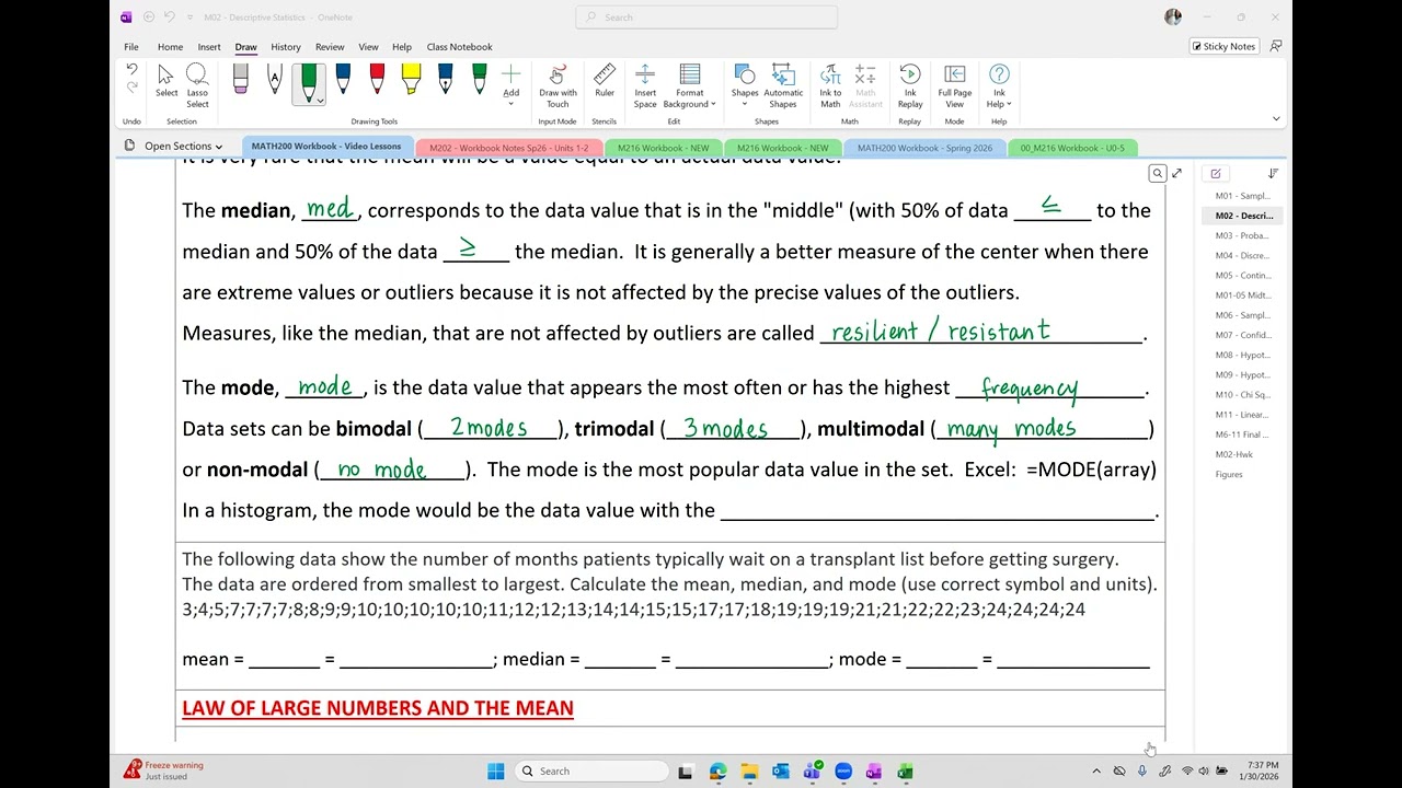 Statistics OER - Section 2-5-a  Measures of Center: Mean Median Mode